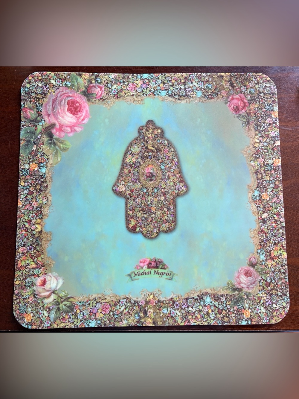Michal Negrin Vintage Hamsa & Roses Placemats Set of 4 Victorian Bohemian